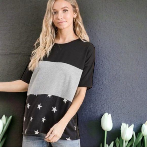 Color Block Star Print Top - Picture 4 of 7